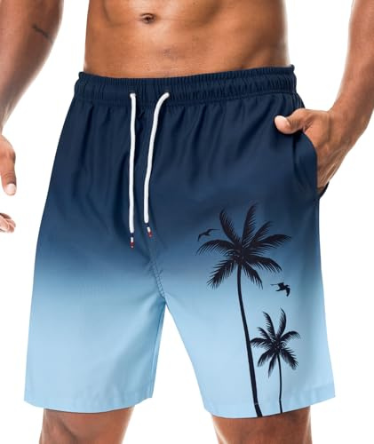 Danfiki Maillot Short de Bain Homme Piscine Séchage Rapide Surf l'été Hawaïen Short de Plage Imprimé avec Poche