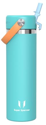Sparrow Insulated Water Bottle with Straw Metal Water Bottles Drinks 750ml | Stainless Steel Drinks Bottle, Leakproof & BPA Free Flask, SwivelSip Flex Straw Cap, Reusable Sports,Gym Outdoor Travel