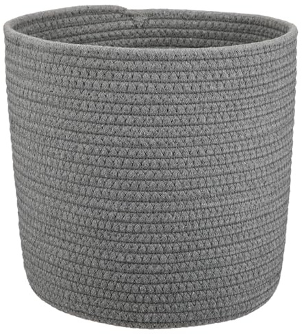 Gewebter Baumwollseil Pflanzkorb Blumentopf Geflochten Übertopf Korb Aufbewahrungsbehälter Organizer für Pflanzgefäße, Blumentopf, Kunsthandwerk, Spielzeug, Home Décor (DunkelGrau, 25cm x 25cm)