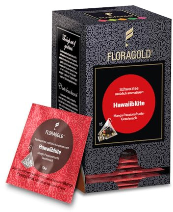 FLORAGOLD Pyramidenbeutel aromatisierter schwarzer Tee Hawaiiblüte, 1er Pack (1 x 37,5 g)