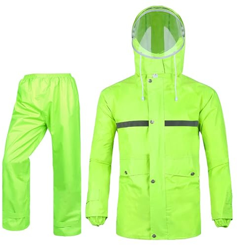 Celanisai Regenanzug Damen Herren Reflektierender Regenkombi Wasserdichter Outdoor Motorrad Anzug 2 Teilig Regenjacke Und Regenhose Windichte Regenbekleidung Baggy Leichte Outdoorwear