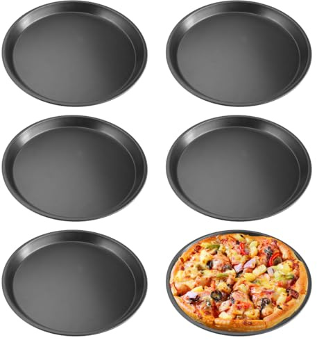 TESSTSY 6 Stück Pizzablech Rund, Pizza Backblech ø 20 cm Pizzaform | mit Antihaftbeschichtung Pizzabackblech Leicht zu Entformen, Kohlenstoffstahl Pizzabackform Leicht zu Reinigen