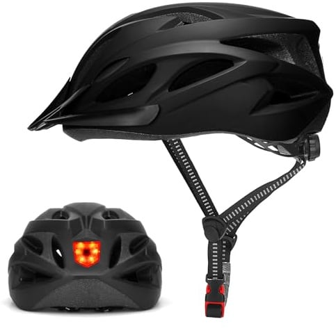 Bike Helmet Adult with Light, Cycle Helmet 57-62cm for Unisex Men Women