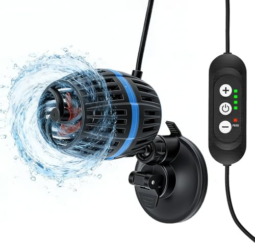 Pompa di Circolazione per Acquario da 10000 L/H, 20W, con Funzione di Creazione di Onde, 4 velocità Regolabili, Rotazione a 360° e Controller, Adatta ad Acquari da 300 a 900 L