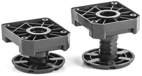 woplus 4er Set Sockelfüße flach 50–75 mm | Küchenfüße Set extrem belastbar bis 1800 kg (450 kg/Fuß) | Stabile Möbelfüße höhenverstellbar für Küchenschrank & Werkstatt | Kunststoff (PP), Schwarz