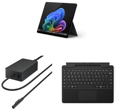 Microsoft Surface Pro | Copilot+ PC | 13” OLED | Snapdragon® X Elite | 16GB RAM | 512GB SSD | Schwarz + 65W Surface Connect Netzteil + Surface Keyboard | Schwarz – 2-in1-Paket