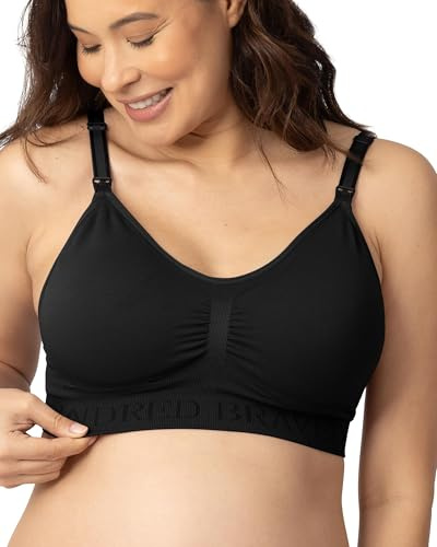 Kindred Bravely Sublime Simply Nursing Bras for Breastfeeding, Adjustable, Seamless & Wireless Maternity Bra (Black, X-Large)