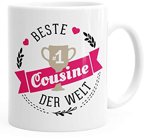 Kaffee-Tasse beste Cousine der Welt Geschenk für Cousine MoonWorks® weiß unisize