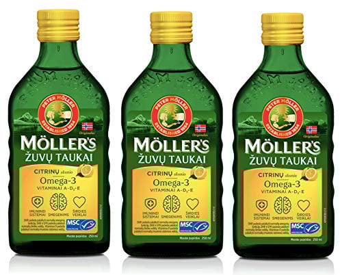 Möller's Omega-3 Lebertran Zitrone,Flüssigkeit (250ml) - 3-Pack