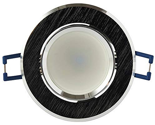 LED Einbaustrahler rund - schwarz 5 Watt warmweiß 230V - GU10 Einbau-Leuchte schwenkbar Ø68mm Bohrloch - Einbau-Spot Decken-Strahler Deckeneinbaustrahler Deckenspot Deckeneinbauleuchte