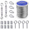 19 pezzi Acciaio Inossidabile Corda Appesa Kit,304 tenditore acciaio,50 ft Fune Cavo con Tenditore e Ganci