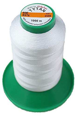 Nähgarn TYTAN 60 E 100% Polyester Ledergarn (1000meter) Leather Nähgarnset (Weiß 2500)