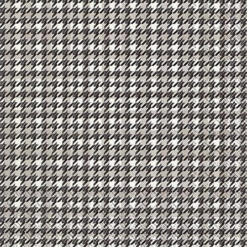 Boston International IHR Papierservietten, 20 Stück, 3-lagig, 16,5 x 16,5 cm, Glen Schwarz/Weiß