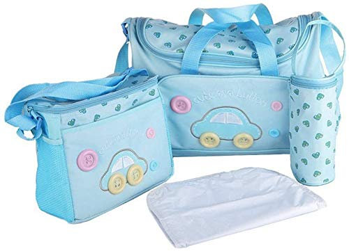 4er-Set Wickeltasche Pflegetasche Babytasche mit große Kapazität Kinderwagen Muttern Multifunktionale Windeltasche Mama Tote Baby-Windel Handtasche Schultertasche Flaschenhalter mit Wickelunterlage
