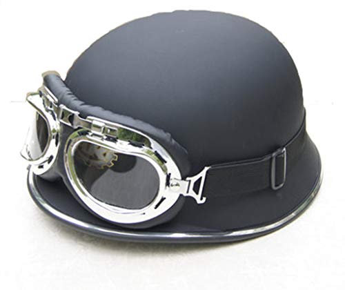 GAOZHE Casco Moto, Stile Vintage con Occhiali da Aviatore,Aperto Jet Caschi, Casco A Scodella,Scooter Motorino Vintage Caschi Cromwell, Donna Uomo con Visiera Parasole - DOT Omologato