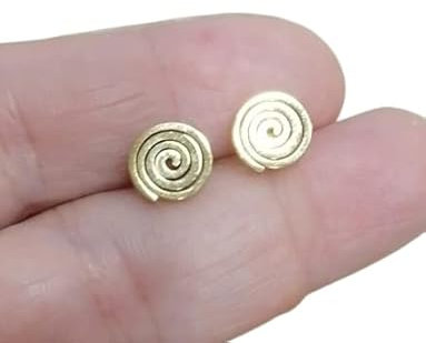 ⊹⊱ ROBUSTE SPIRAL GOLD EDELSTAHL STECKER ⊰⊹ goldene Ohrringe unisex mit Spirale