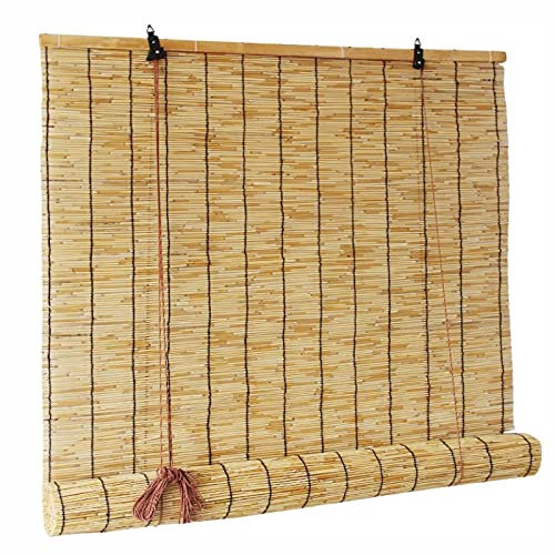 XRDSHY Bambusrollo Natürlicher Schilfvorhang Schilfrollo Für Außenterrassentür Bambus Rollo - Vorhänge Mit Lifter Vintage Dekoration Bambus Vorhänge,Natural-1 * 2m