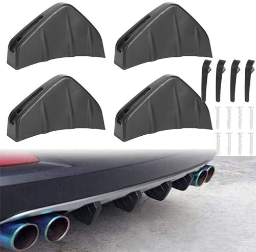 Heckstoßstange Spoiler,Heckstoßstange Diffusor 4 Stück Spoiler Splitter Diffusor Finnen Auto Spoilir Splitter Zubehör Für Heckspoiler Spoiler,Schwarz