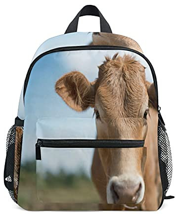 Kinderrucksack für Mädchen und Jungen, Bauernhoftiere, Kuh, Rinder, Kleinkinder, Schultasche mit Brustgurt und Flaschenhalter, Rucksack für Vorschule, Kindergarten, leicht