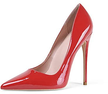 Zhabtuc Scarpe con Tacco a Spillo Donna, Sexy Scarpe Décolleté 12cm Tacchi Alti Classici a Punta Rosso Taglia 40 EU