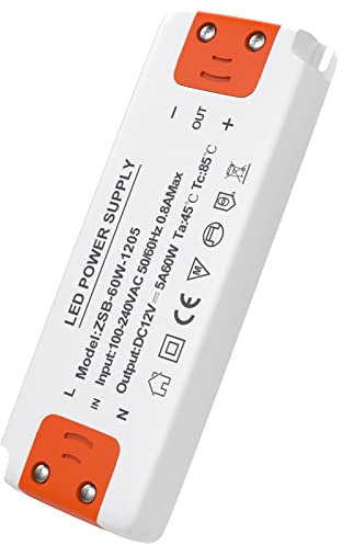LED Treiber 12V 60W LED Trafo - Ultra Dünn LED Netzteil Konstante Spannung für LED Streifen Lichter Schrank Licht LED Display und G4 MR11 MR16 LED Leuchtmittel