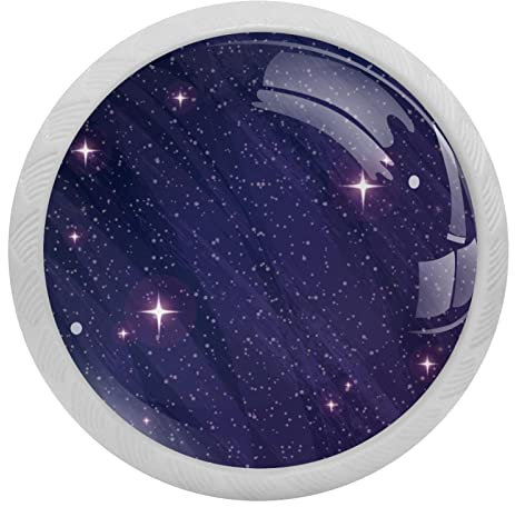 4 Stück Galaxy Space Ultra Violet Galaktisches Kristallglas Runder Schrankknauf Schubladengriff leuchtet im Dunkeln für Küche, Schrank, Kommode, Kleiderschrank etc