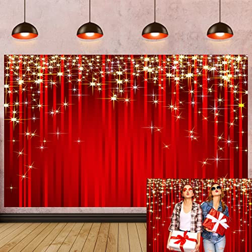 Roter Fotohintergrund 7x5FT Glitzer goldene Sterne roter Valentinstag Hintergrund Hochzeit Geburtstag Weihnachtsfeier Banner Zubehör Kinderporträt Fotostudio Wanddekoration