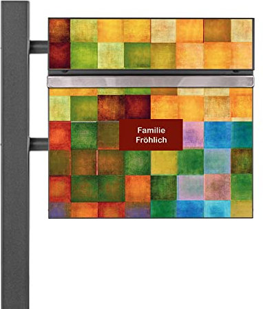 banjado® Standbriefkasten Anthrazit mit Namensschild Farbkasten & Zeitungsfach/Briefkasten mit Standfuß in Anthrazit/Postkasten A4 Einwurf inkl. Montagematerial & 2 Schlüsseln