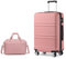 Kono Set de 2 Valises de Voyage Rigide Valise Moyenne 65cm à 4 roulettes avec Serrure TSA + Sac de Voyage Ryanair 40x20x25cm, Rose