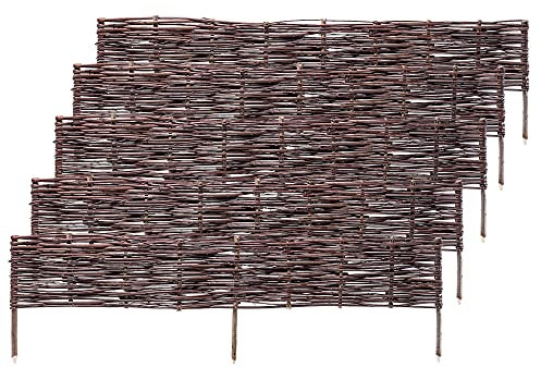 KADAX Palissades en Osier Naturel pour Jardin, Clôtures Décoratives pour Délimiter, Orner et Sublimer Votre Espace Exterieur (120 x 30 cm, Lot de 5)