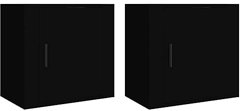 vidaXL 2x Wall-mounted Bedside Cabinets Bedroom Furniture Floating Bedside Wall Unit Floating Nightstand Wall Bedside Cabinet for Next to Bed Black