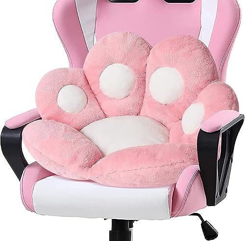 LANPEW Katze Pfot Rückenkissen Sitzkissen Cute Cat Paw Stuhlkissen Sitzkissen Plüsch Komfort Sitzpolster Büro Lazy Warm Sitzkissen Bett Tatami Bodenkissen für Home (60x60cm, rosa)