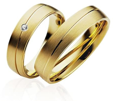 JC Trauringe 2x Eheringe 925 Silber Gold Plattiert PAARPREIS inkl. Diamant und Gravur Ehe-ringe Verlobungs-ringe Brillant Heiraten Wedding Rings Partnerringe Platin Gold Gelbgold P902