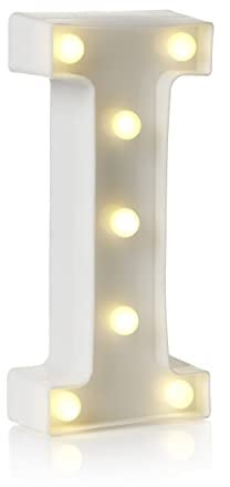 Auraglow LED Alphabet Letter & Number Light Sign Decorations, Lamp for Home Birthday Party Event, Night Lights, Battery Powered Letters And Numbers With Four Hour Timer (I)