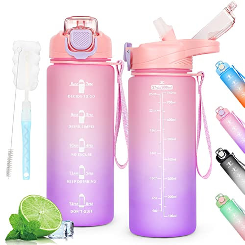 AOHAN Gourde Sport 800ml - 800ml Bouteille d'eau Avec Paille - Gourde Sans BPA - Anti-fuite - Pour l'école, l'extérieur, Sport, Vélo, Fitness, Gourde Randonnée
