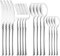 Cutlery Set 304 Stainless Steel Cutlery Sets Vintage Style Luxury Silver Matte Cutlery Set Top Tableware Knife Fork Spoon for Food Stainless Steel (16pcs Go (16pcs Silver) Decoration