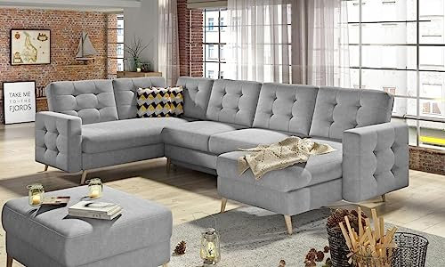 Froschkönig24 Asgard Wohnlandschaft 320 x 202 cm Grau (Velour)