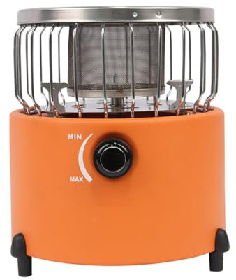 wisoolkic Chauffage à gaz et réchaud de Camping Portables 2 en 1, cuisinière à gaz Durable à réglable, Large Application, en Acier Inoxydable, Orange