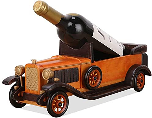 Porte-bouteilles de vin de voiture rétro vintage de style européen créatif fait à la main en bois massif Présentoir à bouteilles de vin C