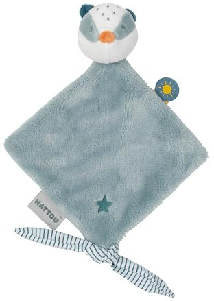 Nattou Mini-Schnuffeltuch aus Polyester, Dachs Felix, Für Neugeborene und Frühchen, Ca. 28 cm, Felix und Leo, Hellblau