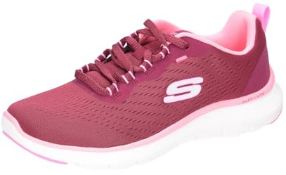 Skechers Women's Flex Appeal 5.0 New Path Sneaker, Burgundy Mesh/Pink Trim, 8 UK