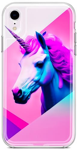 Berkin Arts Compatible with iPhone XR Case Clear Silincone Cover Pink Animal Unicorn Fantastical Design Mystical