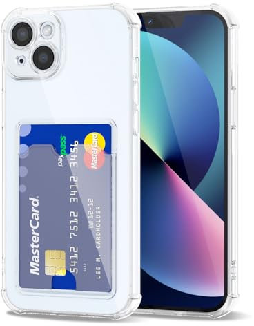 Svanove für iPhone 13 Hülle Kartenfach Silikon Durchsichtig, Dünn Transparent Karten Wallet Handyhülle mit Kameraschutz, Klar TPU Karte Handy hülle Kartenhalter Schutzhülle Bumper Slim Case, Klar