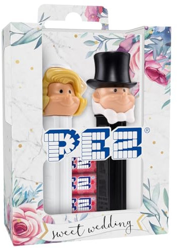 PEZ Spender Hochzeit Braut in blond & Bräutigam inklusive 4 Pack Bonbons Gastgeschenke für Kinder Hochzeitsdeko & Candy-Bar