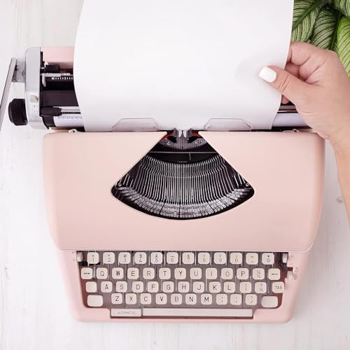Tragbare manuelle Schreibmaschine im Vintage-Stil, klassische Retro-Serie, perfekt für Schriftsteller, Journalisten und Schreibmaschinen-Enthusiasten, Rosa