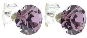 Pewterhooter British Design and Craftsmanship 6mm Sterling Silver Crystal Stud Earrings for Women (Blush Rose)