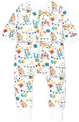 TupTam Schlafsack mit Füßen aus Bio-Baumwolle – Baby Schlafsack 2.5 TOG mit Beinen & Ärmeln, OEKO-TEX, Farbe: Zirkus Tiere, Größe: 116-122