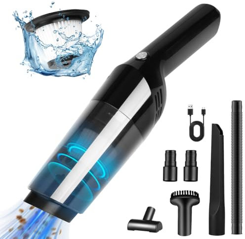 Aspirateur Voiture, 10000 Pa Mini Aspirateur Voiture Puissant sans Fil, Aspirateur Multifonctionnel avec Brosse, Portable Aspirateur a Main pour la Maison, Le canapé, la Voiture, la Cuisine