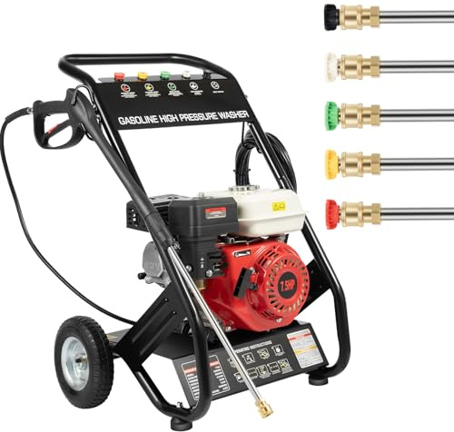 VonVVer Benzin Hochdruckreiniger Terrassenreinger 4 Takt 7HP - Benzin Hochdruckreiniger mit Benzinmotor 2200PSI 190Bar 0-40° Düsenwinkel 8m Hochdruckschlauch