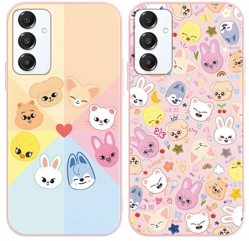 nurkorki 2 Stück Schwarz Handyhülle für Samsung Galaxy A16 5G Hülle 6,7,Kpop Stray Kids Skzoo Muster Design Aesthetic Schutzhülle für Mädchen Frauen Skz Fans Cover,Silikon TPU Stoßfest Case,Cute
